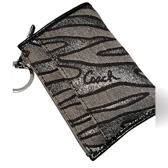 Preloved Coach Madison Lurex Zebra Metallic Zip Coin Purse Lavender Silk Lining - Picture 5 of 6